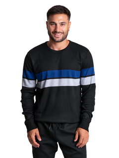 4716 - Sweater Importado de Acrílico Rayado Cuello Redondo - tienda online