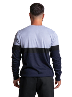 4414 - Sweater Importado de Acrílico Rayado Cuello Redondo - tienda online