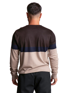 4414 - Sweater Importado de Acrílico Rayado Cuello Redondo en internet