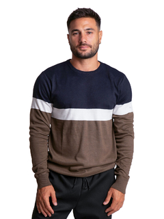4414 - Sweater Importado de Acrílico Rayado Cuello Redondo - comprar online