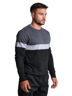 4414 - Sweater Importado de Acrílico Rayado Cuello Redondo - comprar online