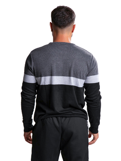 4414 - Sweater Importado de Acrílico Rayado Cuello Redondo