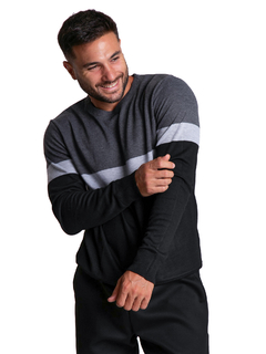 4414 - Sweater Importado de Acrílico Rayado Cuello Redondo en internet