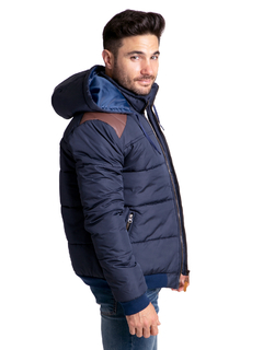 612 - Campera de Abrigo Hombre con Capucha y detalles de Cuerina en internet