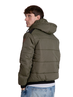 Imagen de 612 - Campera de Abrigo Hombre con Capucha y detalles de Cuerina