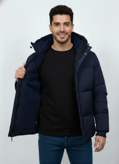 6556 - Campera Puffer Forro Piel de Hombre Importada - tienda online