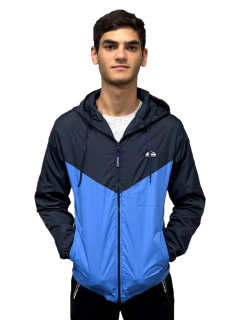 Imagen de 706 - Campera Running combinada en V con capucha, tipo rompevientos