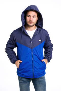 706 - Campera Running combinada en V con capucha, tipo rompevientos - wintertex