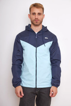 706 - Campera Running combinada en V con capucha, tipo rompevientos - tienda online
