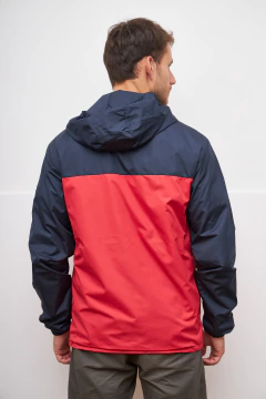 706 - Campera Running combinada en V con capucha, tipo rompevientos - tienda online