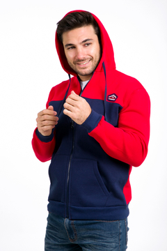 825 - Campera de Frisa Combinada, con capucha. - tienda online