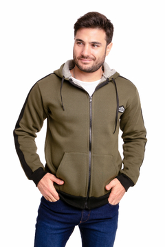 826 - Campera Frisa Vivo en Manga, Con Capucha - comprar online