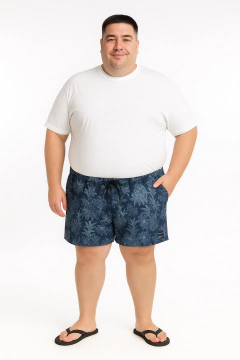 382E - Short de baño Talle Especial Estampa Flores Microfibra Con Suspensor - tienda online