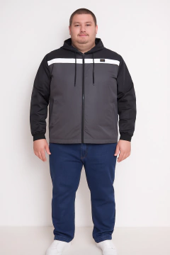 775E - Campera liviana Talle Especial combinada con capucha - comprar online