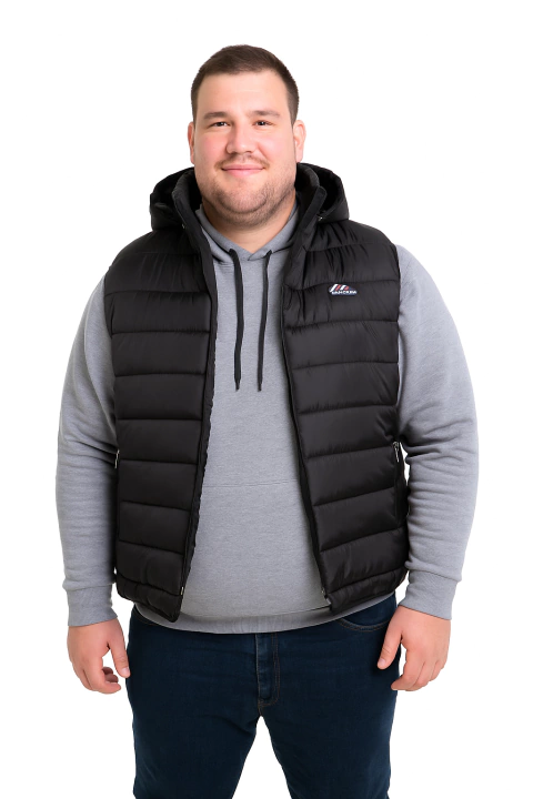 237E - Chaleco Talle Especial Matelase de Bastones con Capucha - comprar online