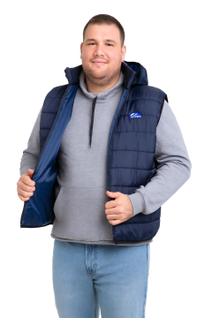 237E - Chaleco Talle Especial Matelase de Bastones con Capucha - wintertex