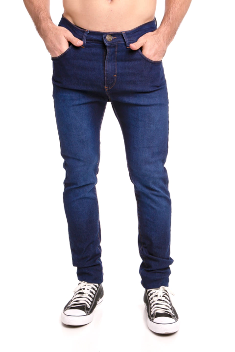 165M - Pantalón de Jean Elastizado, Localizado Marino Oscuro - tienda online