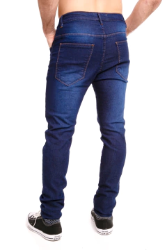 165M - Pantalón de Jean Elastizado, Localizado Marino Oscuro - comprar online