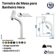 Torneira Para Banheiro Hera Cromado Fani na internet