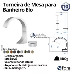 Torneira Banheiro Elo Acionamento Lateral Champanhe Fani