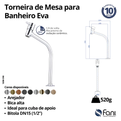Torneira Para Banheiro Bica Alta Eva Gold Fani na internet