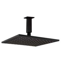 Chuveiro Teto Metal Platina Tubo 10 Cm Preto Fosco Fani