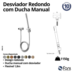 Desviador Para Chuveiro Redondo Metal Cromado Fani - Vannkurs Metais
