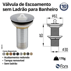 Válvula Para Banheiro Com Tampa Cromado Fani - loja online