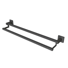 Porta Toalha Reto Duplo Longo 60 Cm Versata Preto Fosco Fani