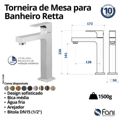 Torneira Para Banheiro Média Retta Champanhe Fani - loja online