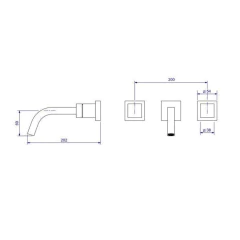 Kit Misturador Parede e 02 Acabamentos Cubo Black Matte Deca - Vannkurs Metais