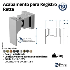 Acabamento Registro Pequeno 3/4 Retta Rose Gold Fani - Vannkurs Metais