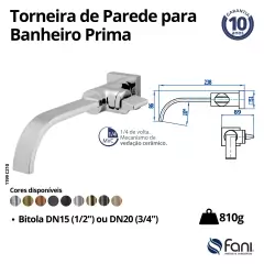Torneira Banheiro Parede Prima Rose Gold Fani - loja online
