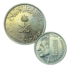 2955 - Duas moedas estrangeiras - Arábia Saudita e Espanha - comprar online
