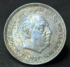2966 - Espanha 5 pesetas, 1957 - Com linda coloração - comprar online