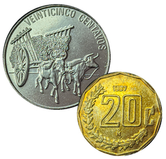 1977 - Duas moedas estrangeiras - República Dominicana e México
