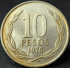 2993 - Chile 10 pesos, 1976 - Formando pátina