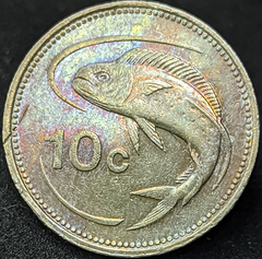 3002 - Malta 10 cêntimos, 1991 - Com linda coloração