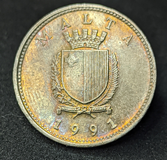 3002 - Malta 10 cêntimos, 1991 - Com linda coloração - comprar online