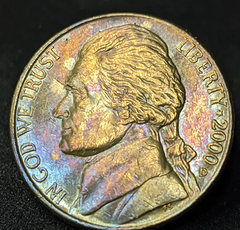 3017 - Estados Unidos 5 cêntimos, 2000 D - Jefferson Nickel - Com linda coloração - comprar online