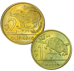3025 - Duas moedas do Uruguai