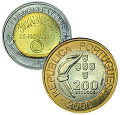 3040 - Duas moedas bimetálicas estrangeiras - Egito e Portugal