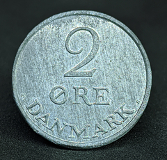 144 - Dinamarca 2 ore, 1965 - Zinco - 20.8mm - KM# 840