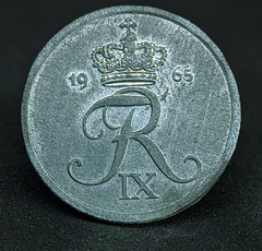 144 - Dinamarca 2 ore, 1965 - Zinco - 20.8mm - KM# 840 - comprar online