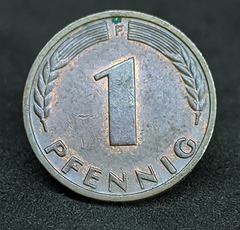 705 - Alemanha 1 pfennig, 1950 Cunhagem "F" - Stuttgart