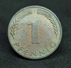 707 - Alemanha 1 pfennig, 1950 Cunhagem "J" - Hamburgo