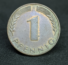711 - Alemanha 1 pfennig, 1966 Cunhagem "G" - Karlsruhe