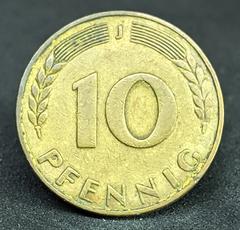 734 - Alemanha 10 pfennig, 1949 Cunhagem "J" - Hamburgo