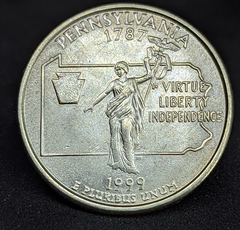 1413 - Estados Unidos ¼ dólar, 1999 P - Estado de Pensilvânia