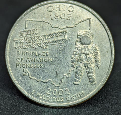 1455 - Estados Unidos ¼ dólar, 2002 D - Estado de Ohio